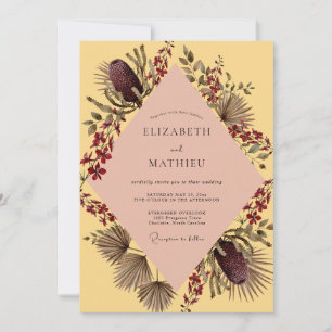 Amber Tropical Palm Eucalyptus Wedding Invitation