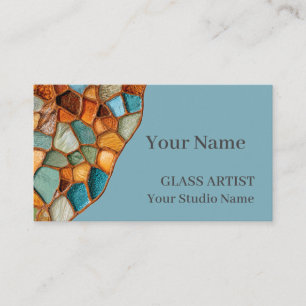 Amber Turquoise Stained Glass Business Card
