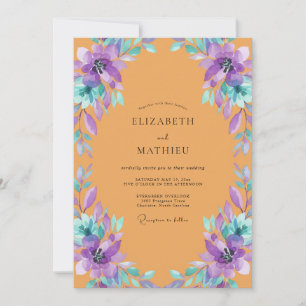 Amber Violet Painted Wedding Invitation