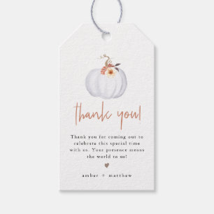 AMBER White Pumpkin Cute Orange Fall Floral Gift Tags