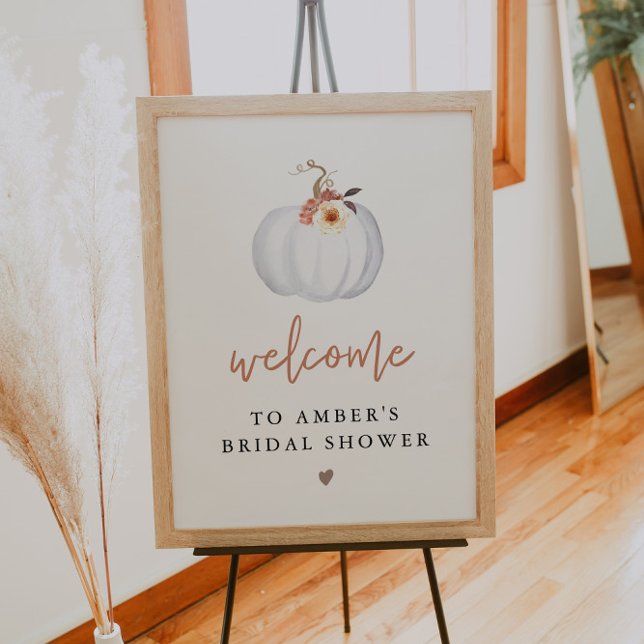 AMBER White Pumpkin Fall Bridal Shower Welcome Poster (Creator Uploaded)