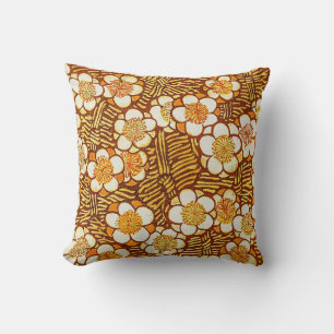 Amber Yellow Gold Flower Vintage Style Pillow