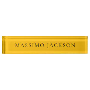 Amber Yellow Minimalist Plain Modern Aesthetic Nameplate