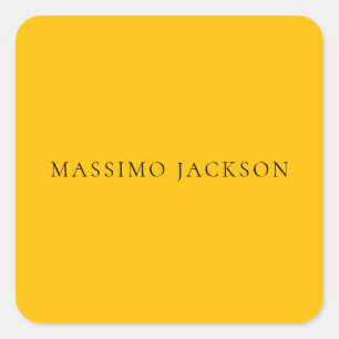 Amber Yellow Minimalist Plain Modern Aesthetic Square Sticker