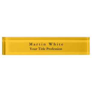 Amber Yellow Plain Elegant Professional Modern Nameplate