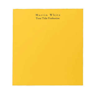 Amber Yellow Plain Elegant Professional Modern Notepad