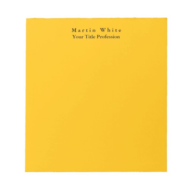 Amber Yellow Plain Elegant Professional Modern Notepad (Front)