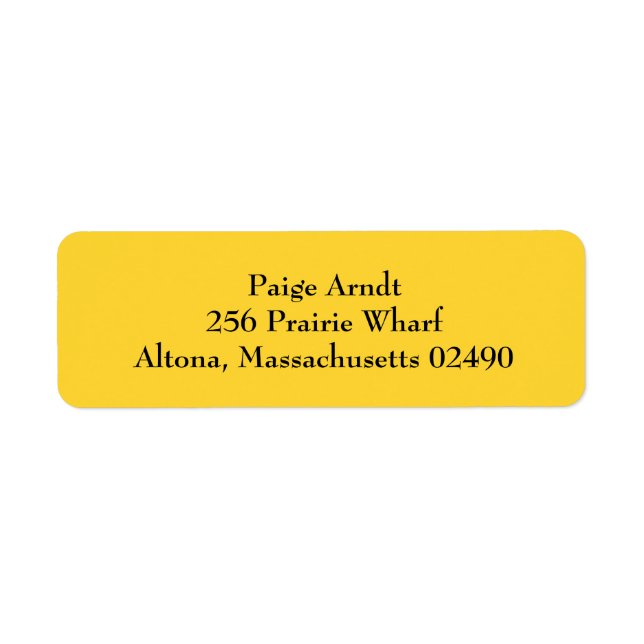 Amber Yellow Simple Plain Return Address Labels (Front)