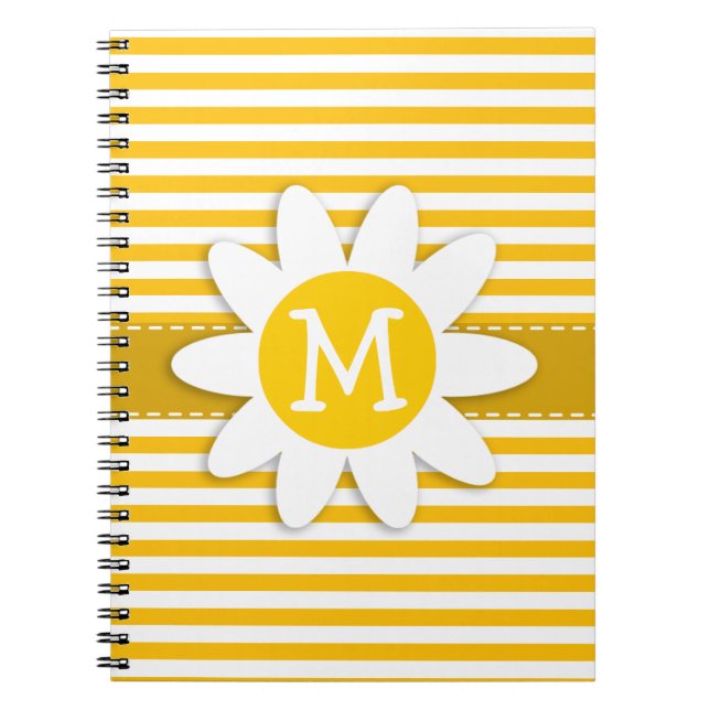 Amber Yellow Stripes; Daisy Notebook (Front)