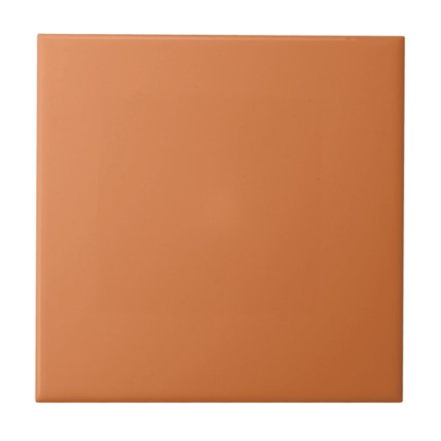 Amberglow solid colour plain dusty orange amber ceramic tile (Front)