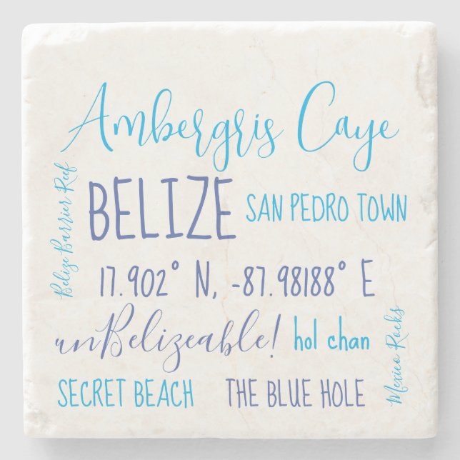 Ambergris Caye Belise  Stone Coaster (Front)