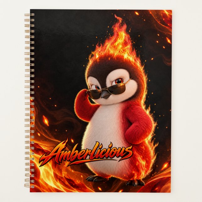 Amberlicious Fire Penguin Sunglasses Funny Planner (Front)