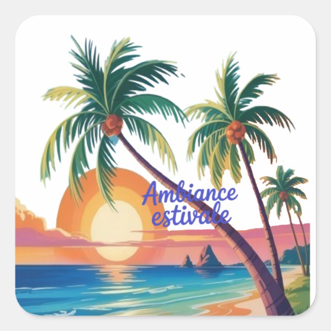 Ambiance Estivale Square Sticker (Front)