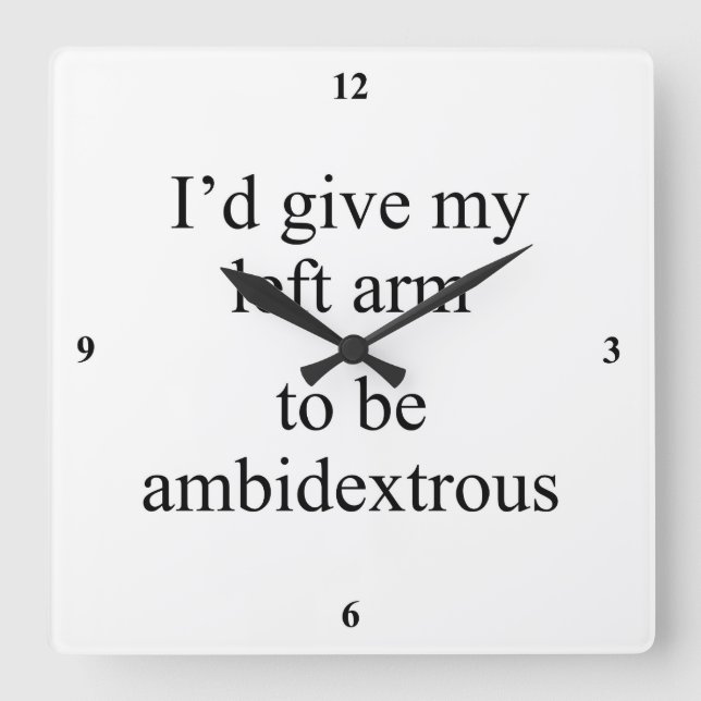 Ambidextrous. Square Wall Clock (Front)