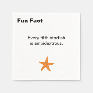 Ambidextrous Starfish Fun Fact Cocktail Napkin