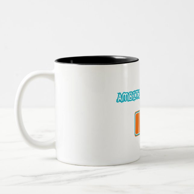 Ambition Loading… 10% | Motivational Battery Low F Two-Tone Coffee Mug (Left)