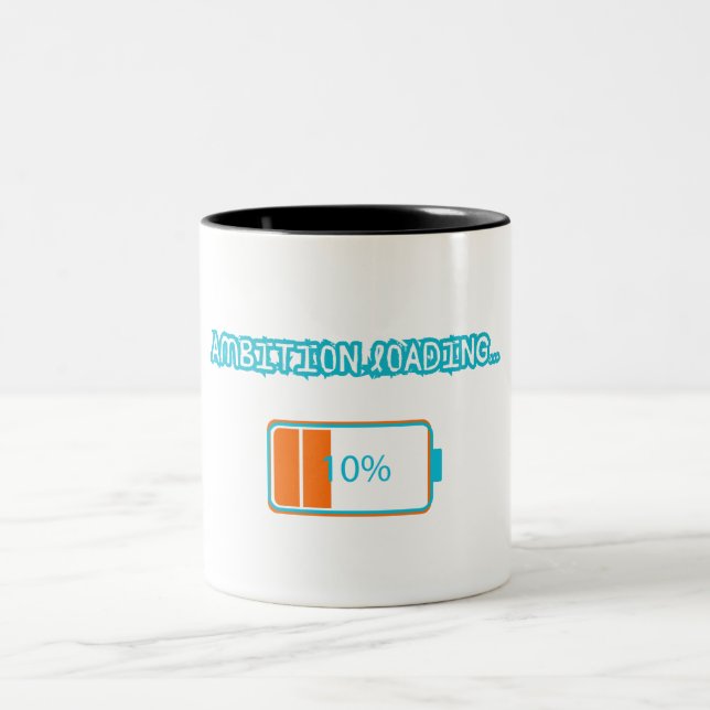 Ambition Loading… 10% | Motivational Battery Low F Two-Tone Coffee Mug (Center)