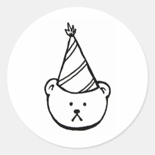 Ambivalent Party Bear - fun unique drawing art Classic Round Sticker