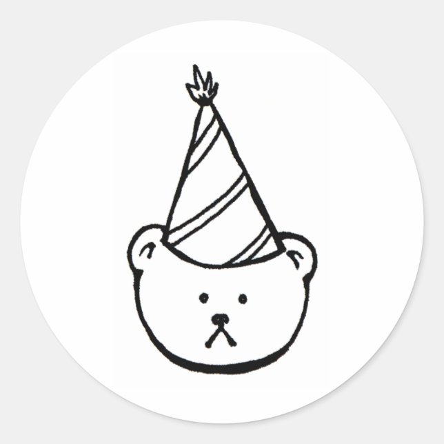 Ambivalent Party Bear - fun unique drawing art Classic Round Sticker (Front)
