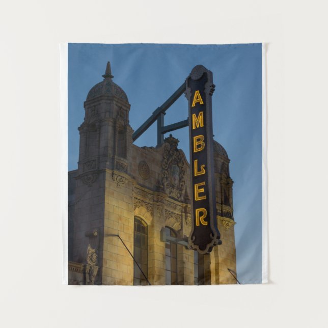Ambler Theatre at Twilight Ambler PA Tapestry (Front)