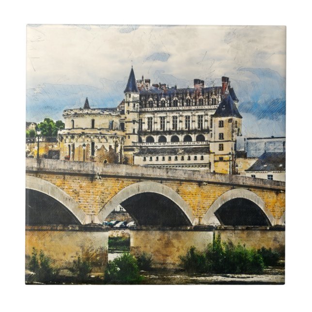 Amboise Castle in Loire Valley, France Ceramic Tile (Front)