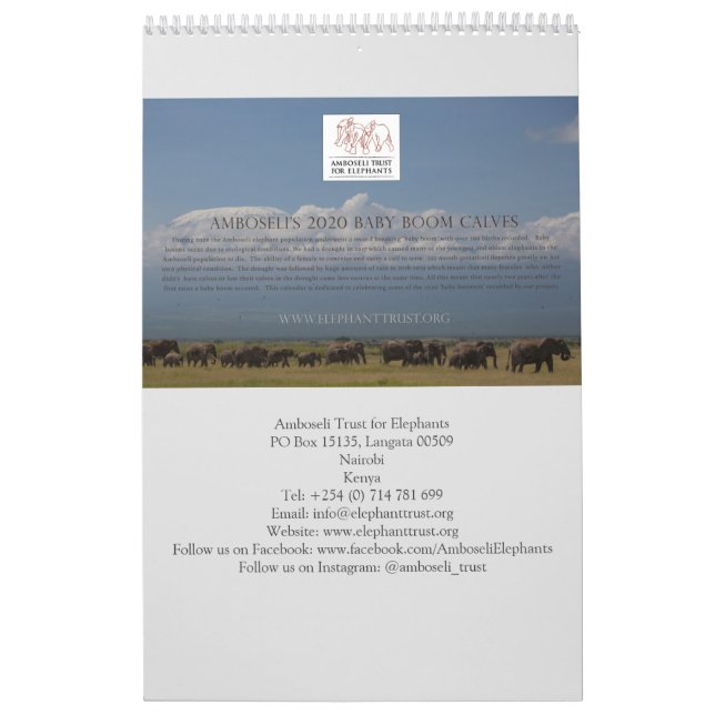 Amboseli Trust for Elephants baby boom calendar (Cover)