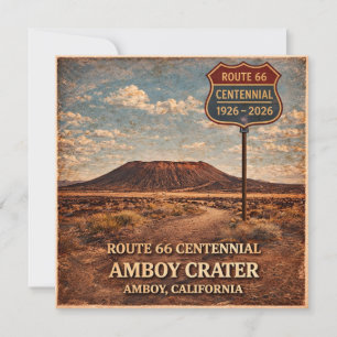 Amboy Crater Route 66 Desert Travel Notes Invitation