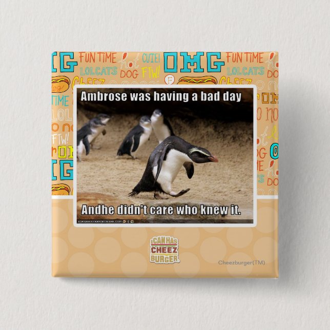 Ambrose was having a bad day 15 cm square badge (Front)