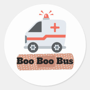 Ambulance Boo Boo Bus, EMS Humour Classic Round Sticker