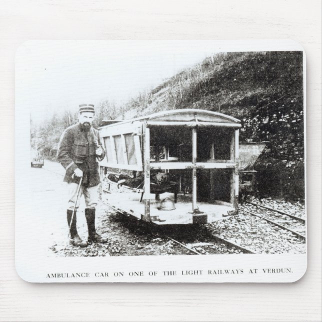 Ambulance Car on One of the Light Railways Mouse Pad (Front)