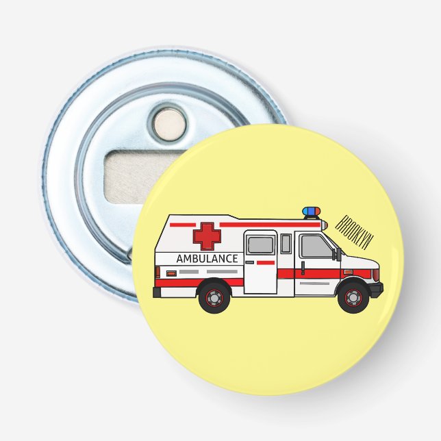Ambulance cartoon illustration bottle opener (Front)