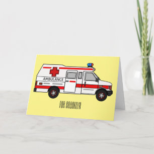 Ambulance cartoon illustration card