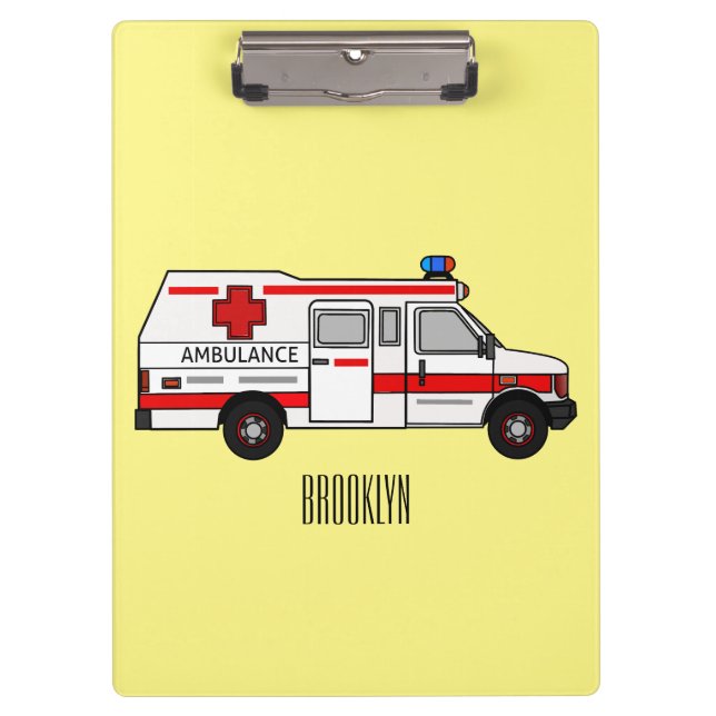 Ambulance cartoon illustration clipboard (Front)