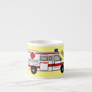 Ambulance cartoon illustration espresso cup
