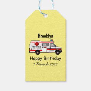 Ambulance cartoon illustration gift tags