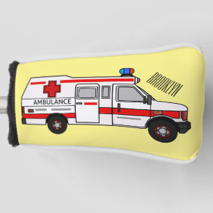 Ambulance cartoon illustration golf head cover