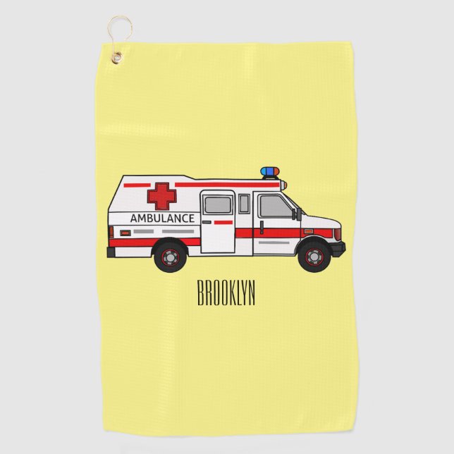 Ambulance cartoon illustration golf towel (Front)