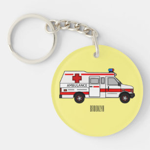 Ambulance cartoon illustration key ring