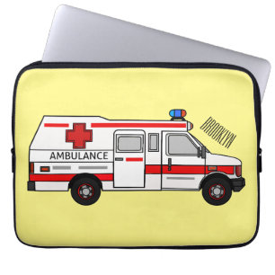 Ambulance cartoon illustration laptop sleeve
