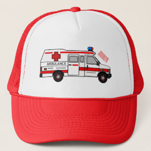 Ambulance cartoon illustration trucker hat