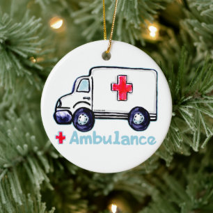 Ambulance Ceramic Ornament