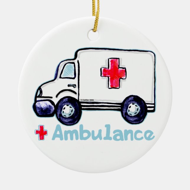 Ambulance Ceramic Ornament (Front)