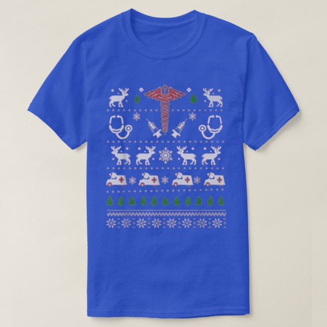 Ambulance Christmas Tree AMR Deer Xmas Snow  T-Shirt (Design Front)