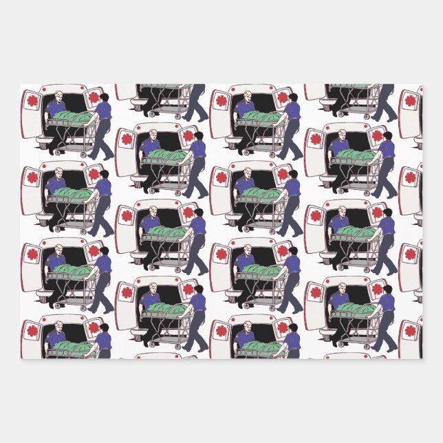 Ambulance Emergency Services Paramedics Wrapping Paper Sheet (Front 2)