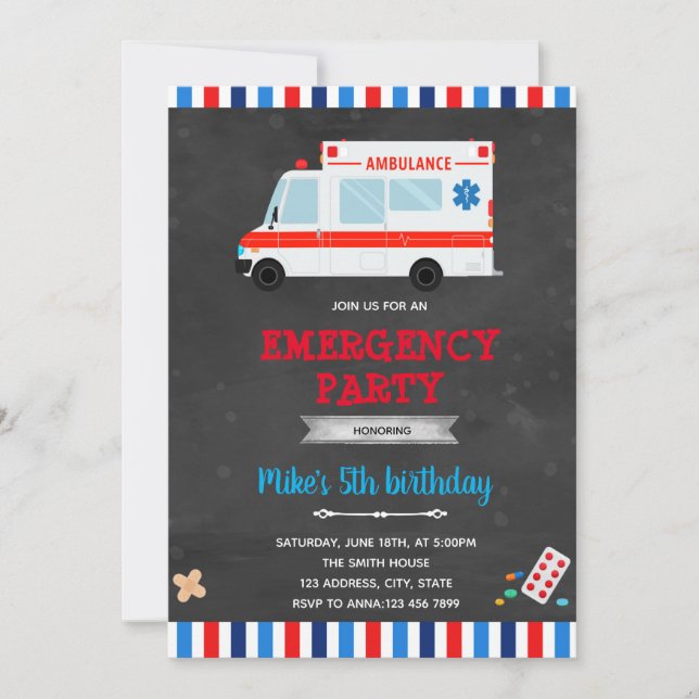 Ambulance emergency transportation invitation (Front)