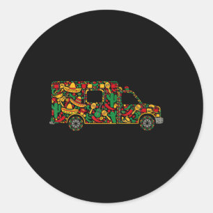 Ambulance Mexican Sombrero Maracas Guitar Cinco De Classic Round Sticker
