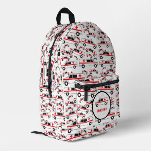 Ambulance Pattern Custom Name School Printed Backpack