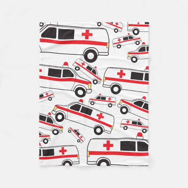Ambulance Pattern Fleece Blanket (Front)