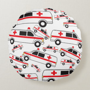 Ambulance Pattern Round Cushion