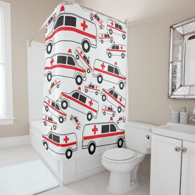 Ambulance Pattern Shower Curtain (In Situ)